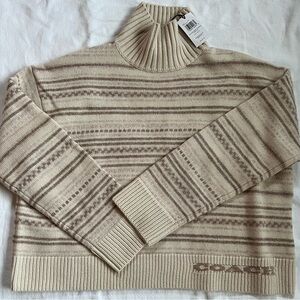 Coach Beige Striped Sweater